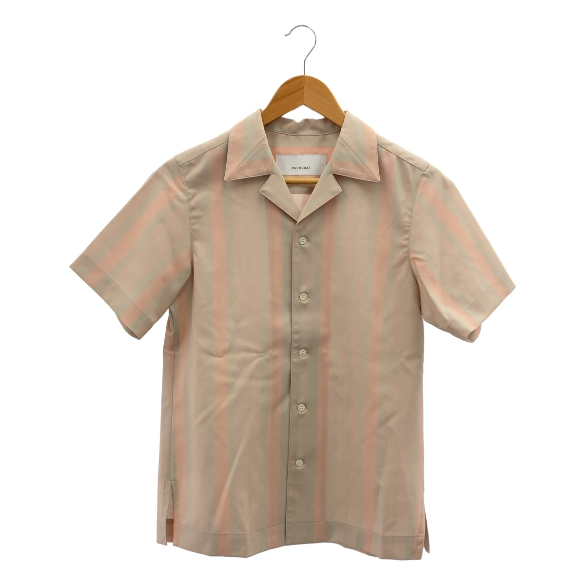 OVERCOAT / オーバーコート | ウール ストライプ オープンカラーシャツ | 00 |