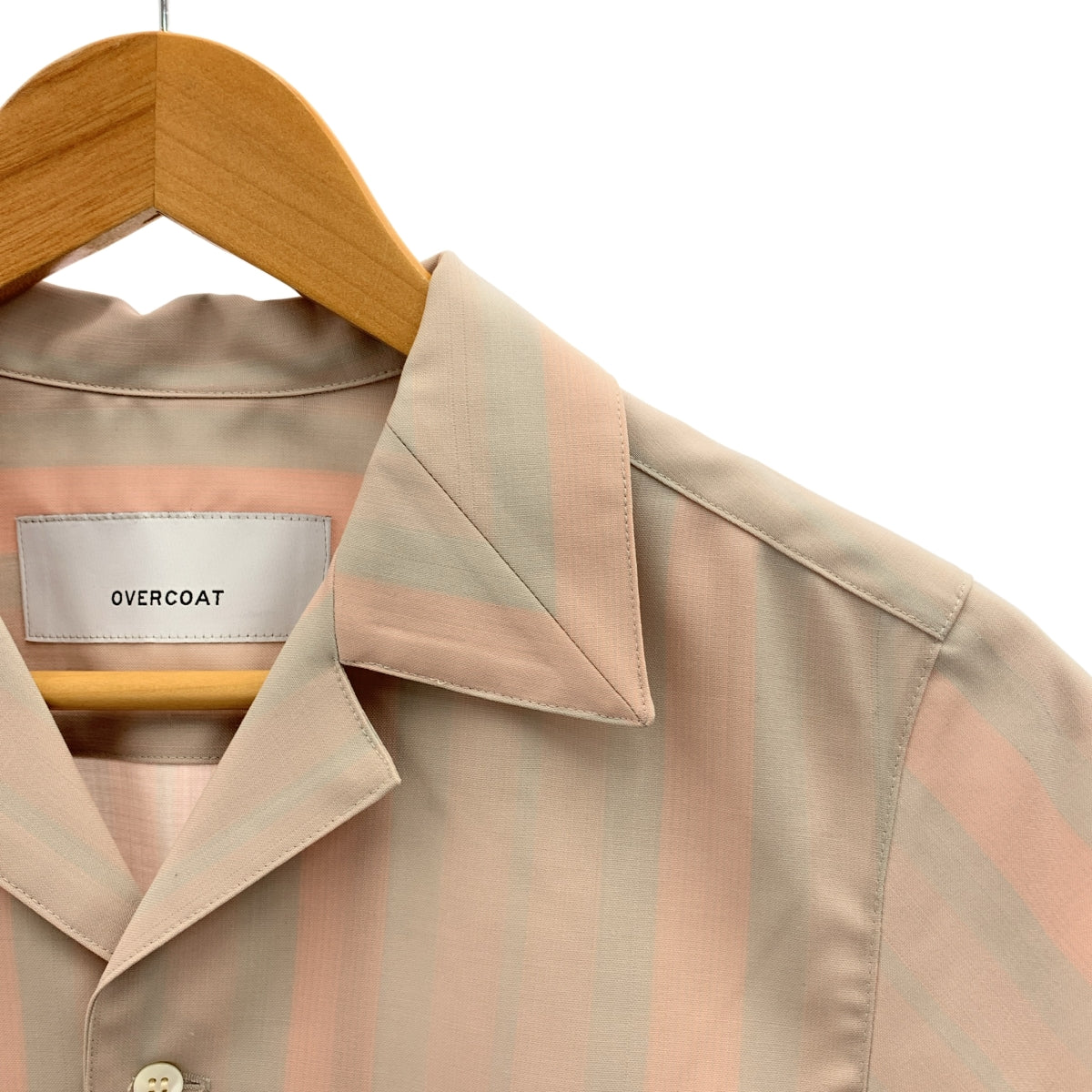 OVERCOAT / オーバーコート | ウール ストライプ オープンカラーシャツ | 00 |