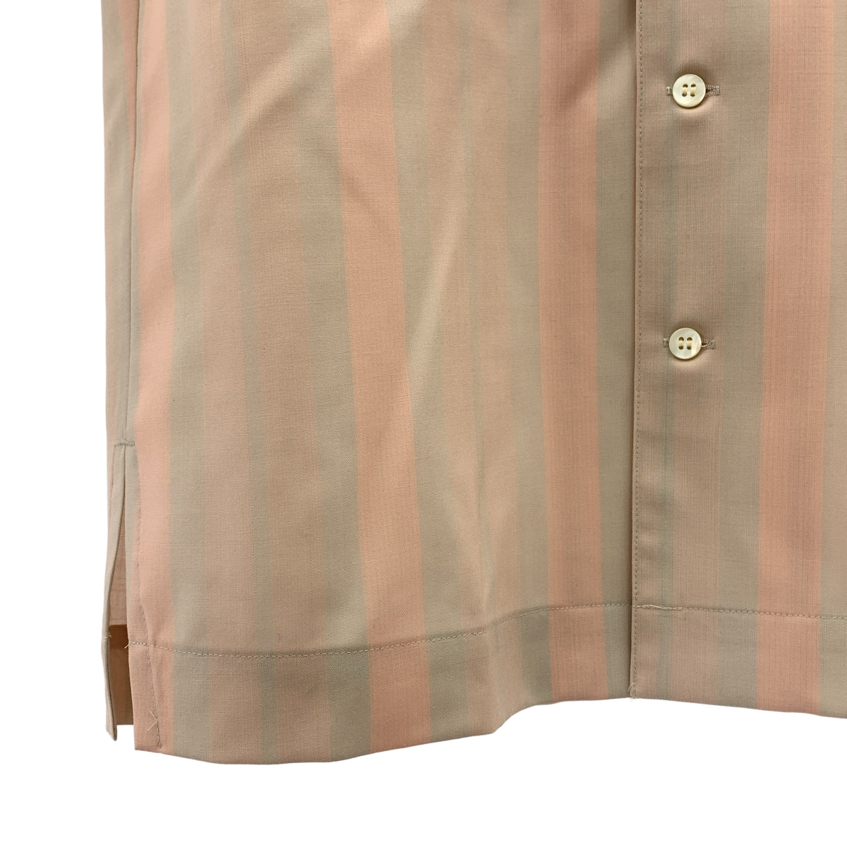 OVERCOAT / オーバーコート | ウール ストライプ オープンカラーシャツ | 00 |