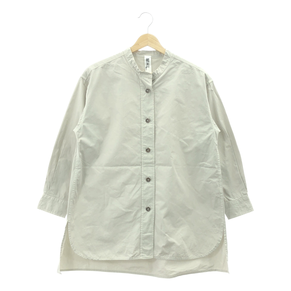 MHL. / エムエイチエルマーガレットハウエル | 2023SS | COMPACT COTTON POLIN バンドカラー ブラウス シャツ | 0 | グレー系 | レディース