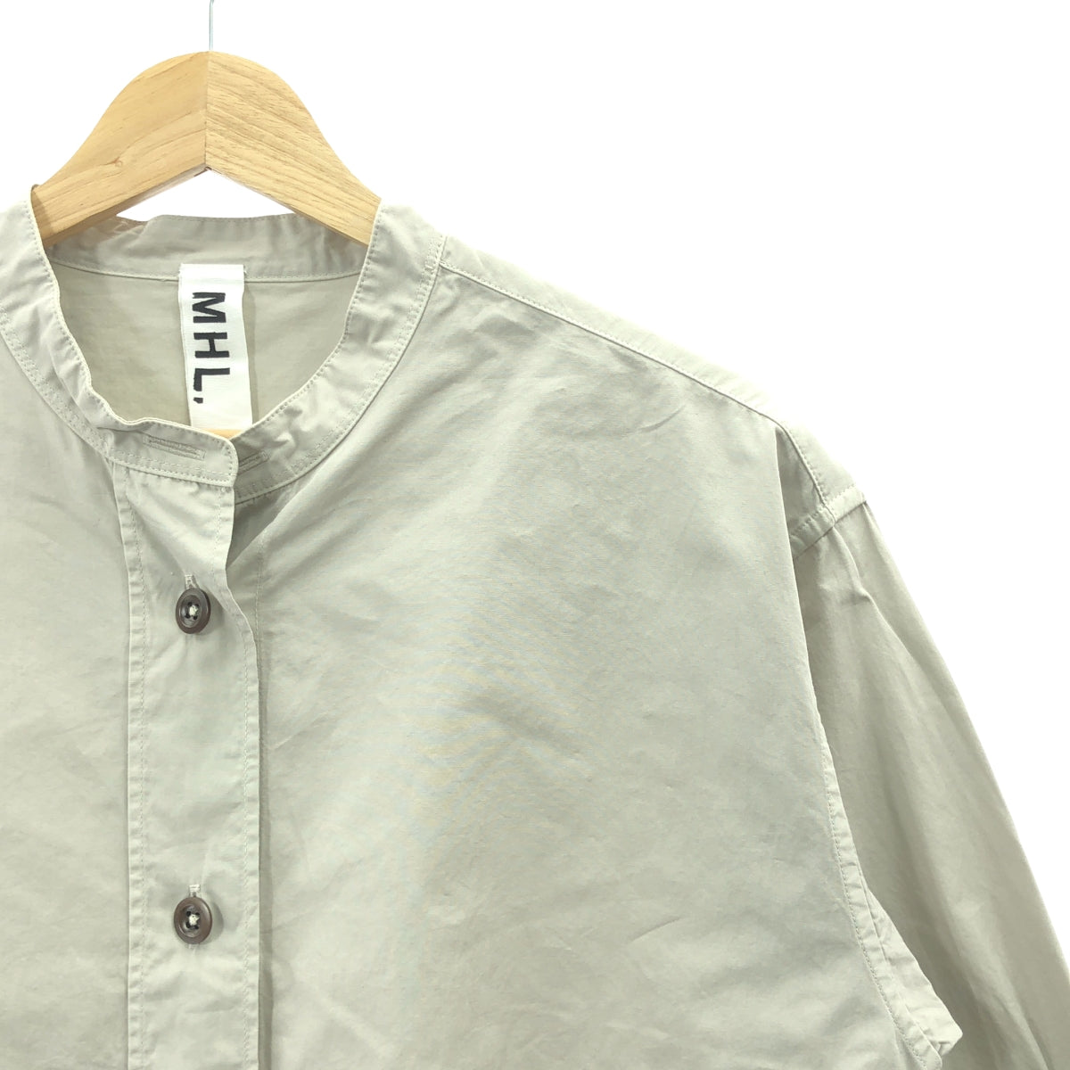 MHL. / エムエイチエルマーガレットハウエル | 2023SS | COMPACT COTTON POLIN バンドカラー ブラウス シャツ | 0 | グレー系 | レディース
