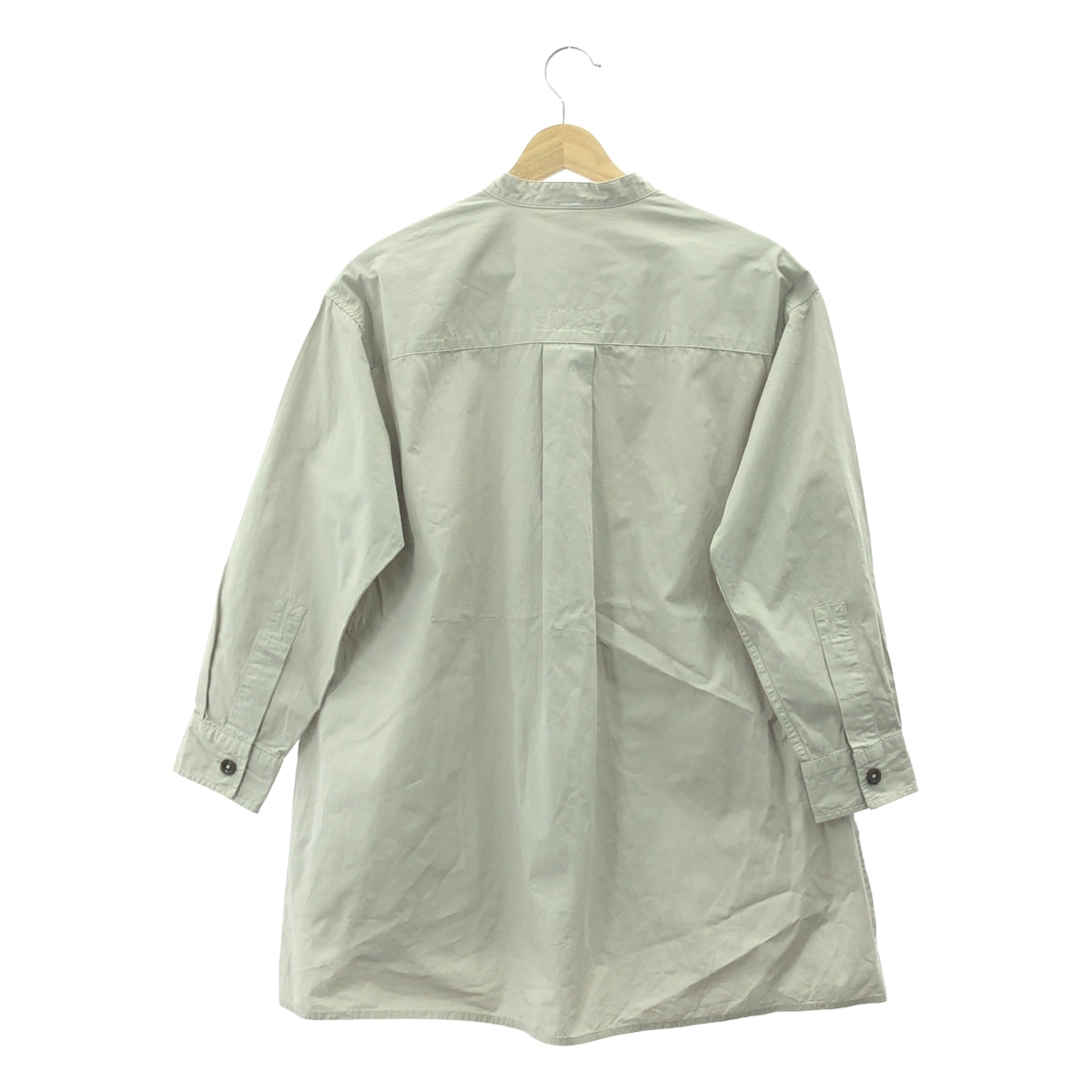 MHL. / エムエイチエルマーガレットハウエル | 2023SS | COMPACT COTTON POLIN バンドカラー ブラウス シャツ | 0 | グレー系 | レディース