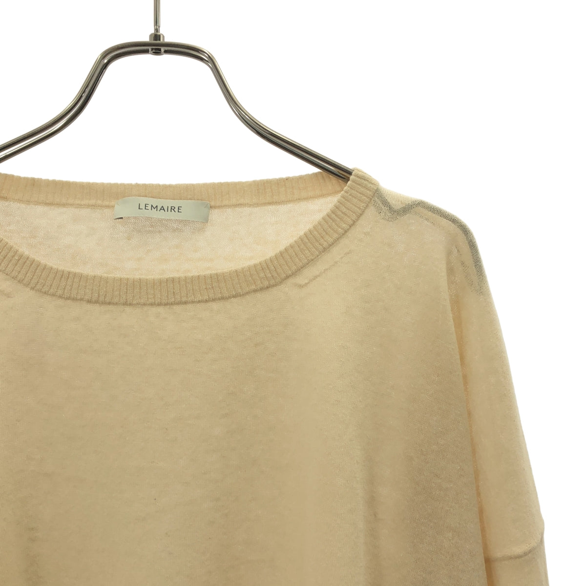 LEMAIRE / 르메르 | 2023SS | BOXY SWEATER 코튼 린넨 하이게이지 크루넥 니트 | M | 아이보리 | 남성