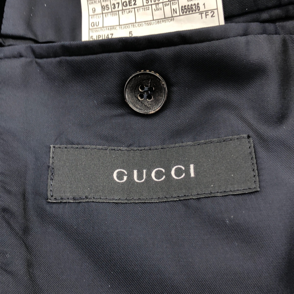 GUCCI | 天鵝絨標誌 2B 單排扣修身外套/ 全襯裡 | 尺寸 44 | 海軍藍 | 男款