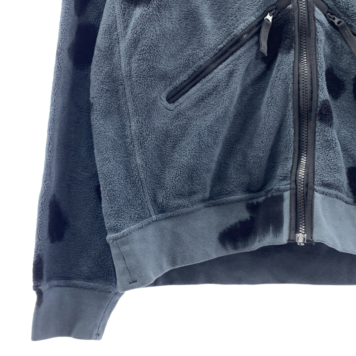 STONE ISLAND / ストーンアイランド | Hand Colouring Garment Dyed Cotton Pile Jacket / ガーメントダイ フーデッド ジャケット | S | ブルーグレー/ブラック | メンズ