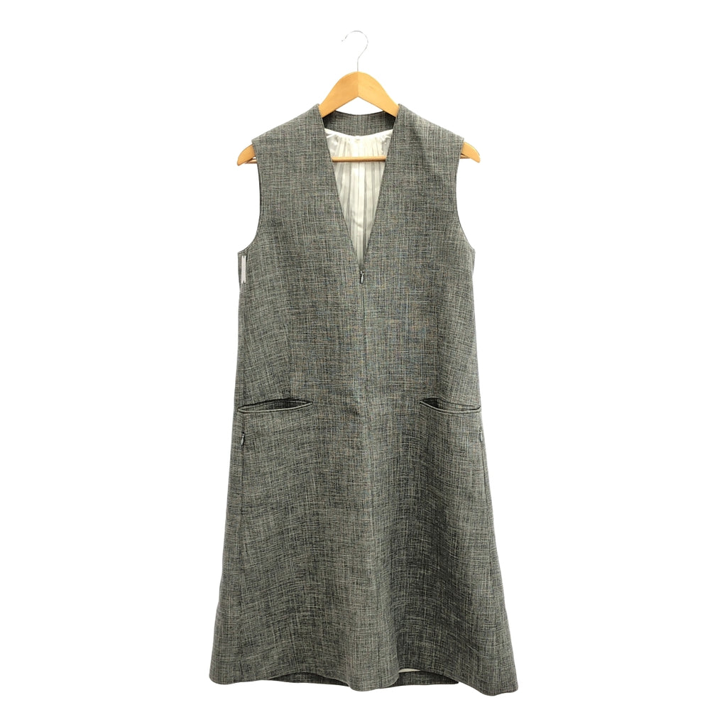 【美品】  Peter Do / ピーター ドゥ | 2020AW | コットン ウール Vネック ノースリーブ ワンピース | 36 | グレー | レディース