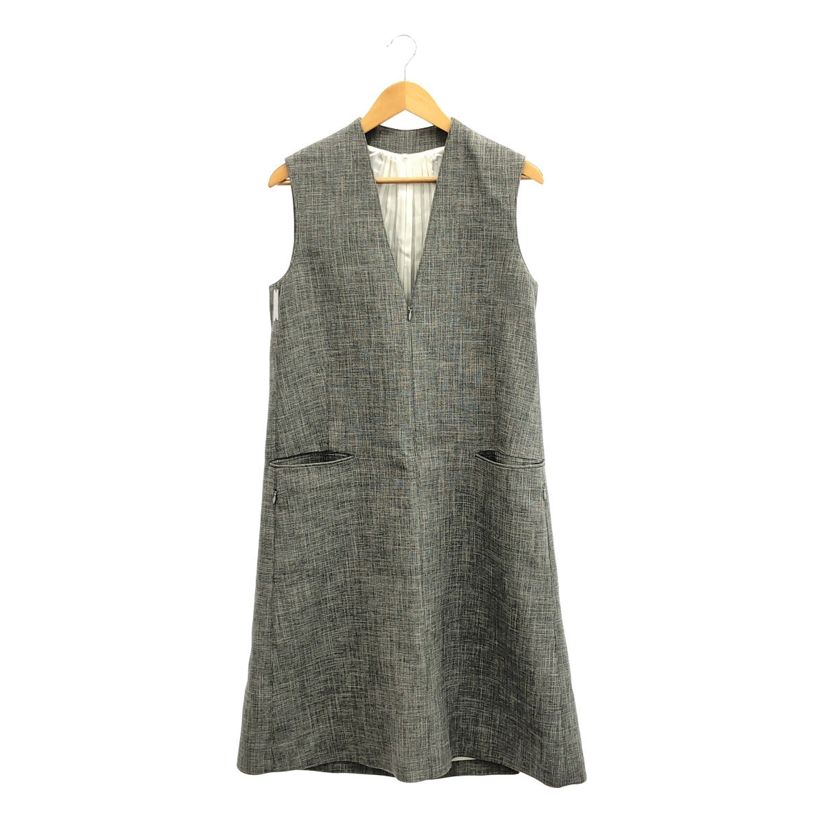 【美品】  Peter Do / ピーター ドゥ | 2020AW | コットン ウール Vネック ノースリーブ ワンピース | 36 | グレー | レディース