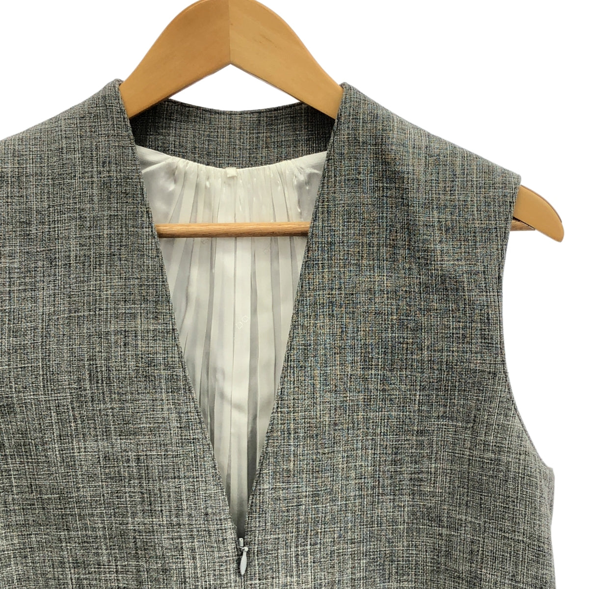 【美品】  Peter Do / ピーター ドゥ | 2020AW | コットン ウール Vネック ノースリーブ ワンピース | 36 | グレー | レディース