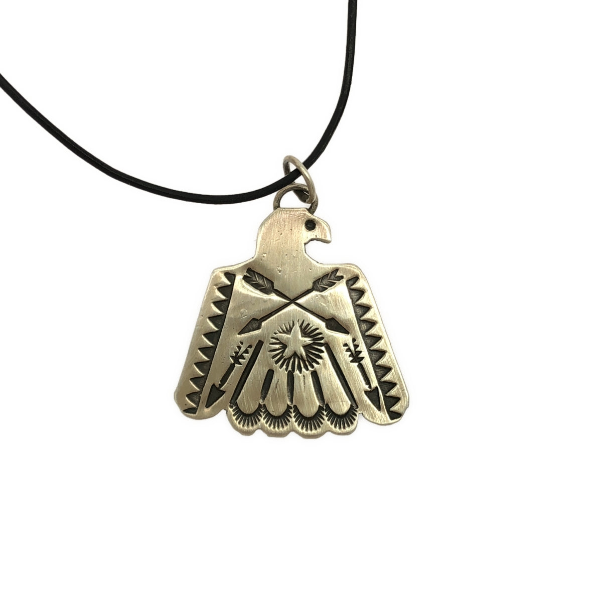 VINTAGE / Vintage clothing | Estimated 40s ~ VINCENT JOE PLATERO Sterling Silver Thunderbird Stamp Necklace | Silver | Men's