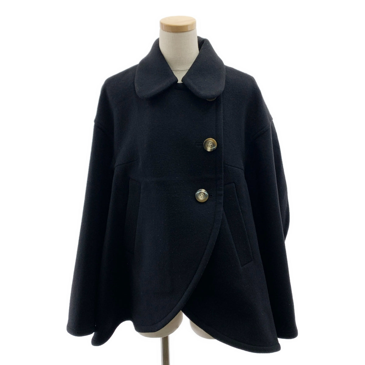 ENFOLD | 2023 秋冬 | 圓下擺大衣 / 羊毛圓下擺短大衣 | 38碼 | 黑色 | 女款