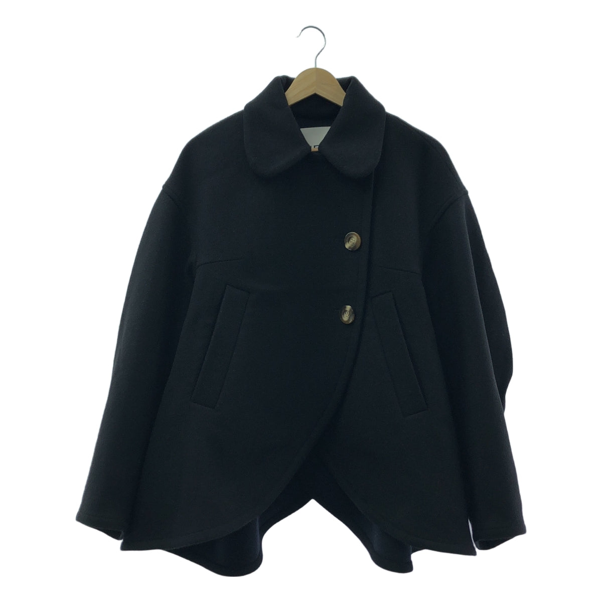 ENFOLD | 2023 秋冬 | 圓下擺大衣 / 羊毛圓下擺短大衣 | 38碼 | 黑色 | 女款