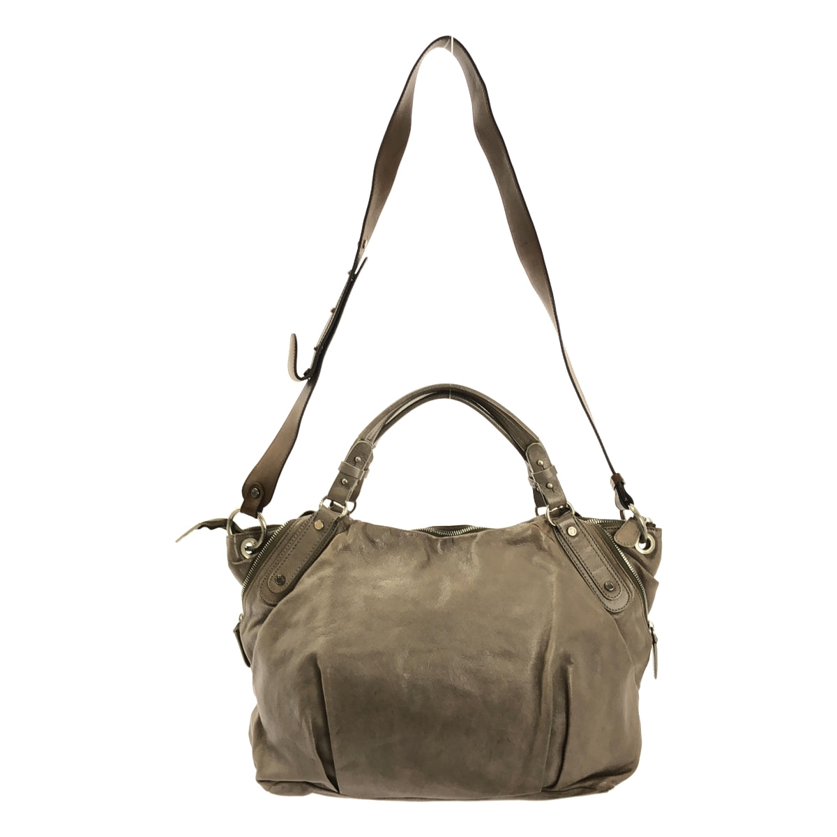 MARNI / マルニ | 2Way レザー バルーン トート ショルダーバッグ | グレー | レディース