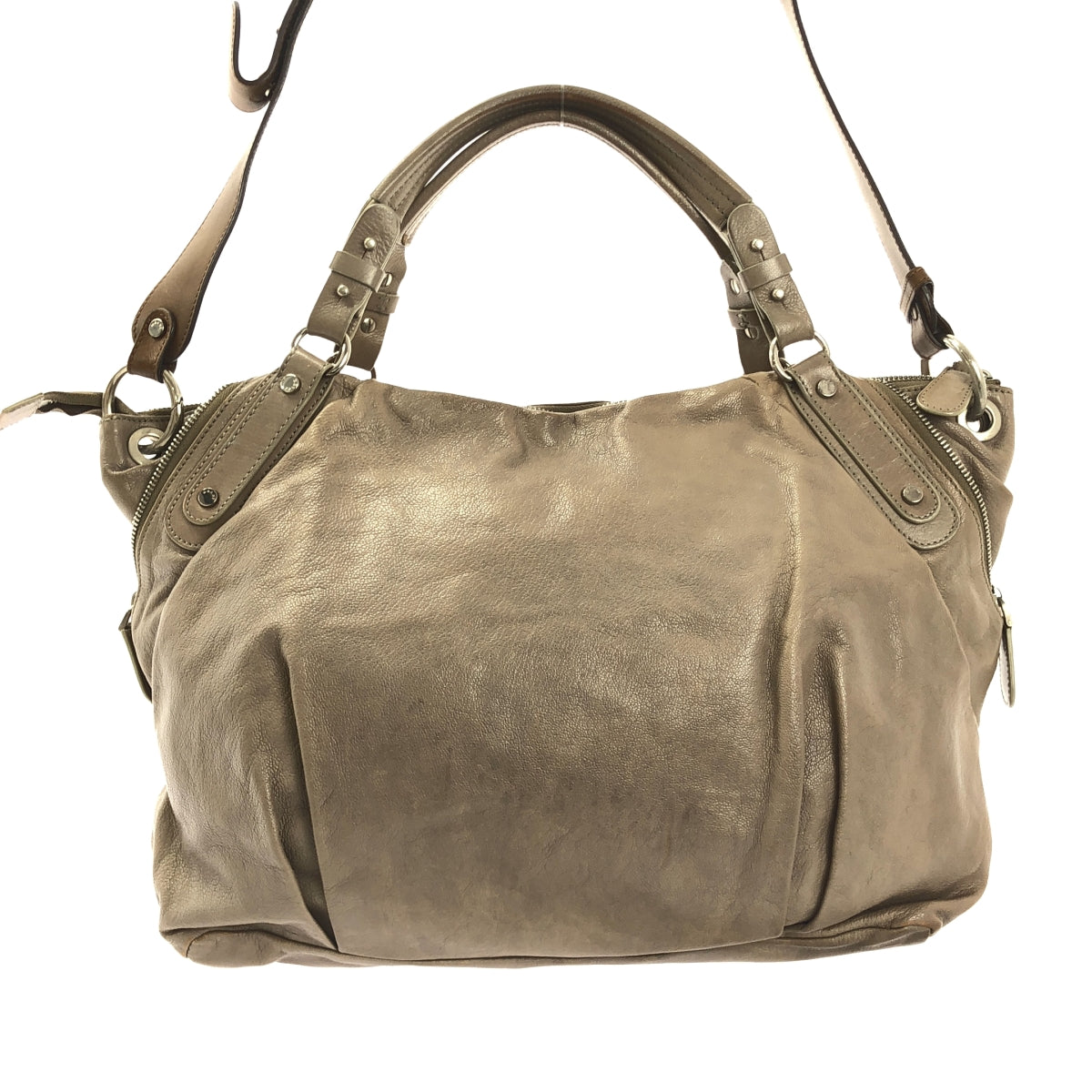 MARNI / マルニ | 2Way レザー バルーン トート ショルダーバッグ | グレー | レディース