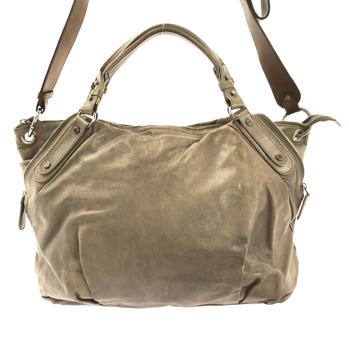 MARNI / マルニ | 2Way レザー バルーン トート ショルダーバッグ | グレー | レディース