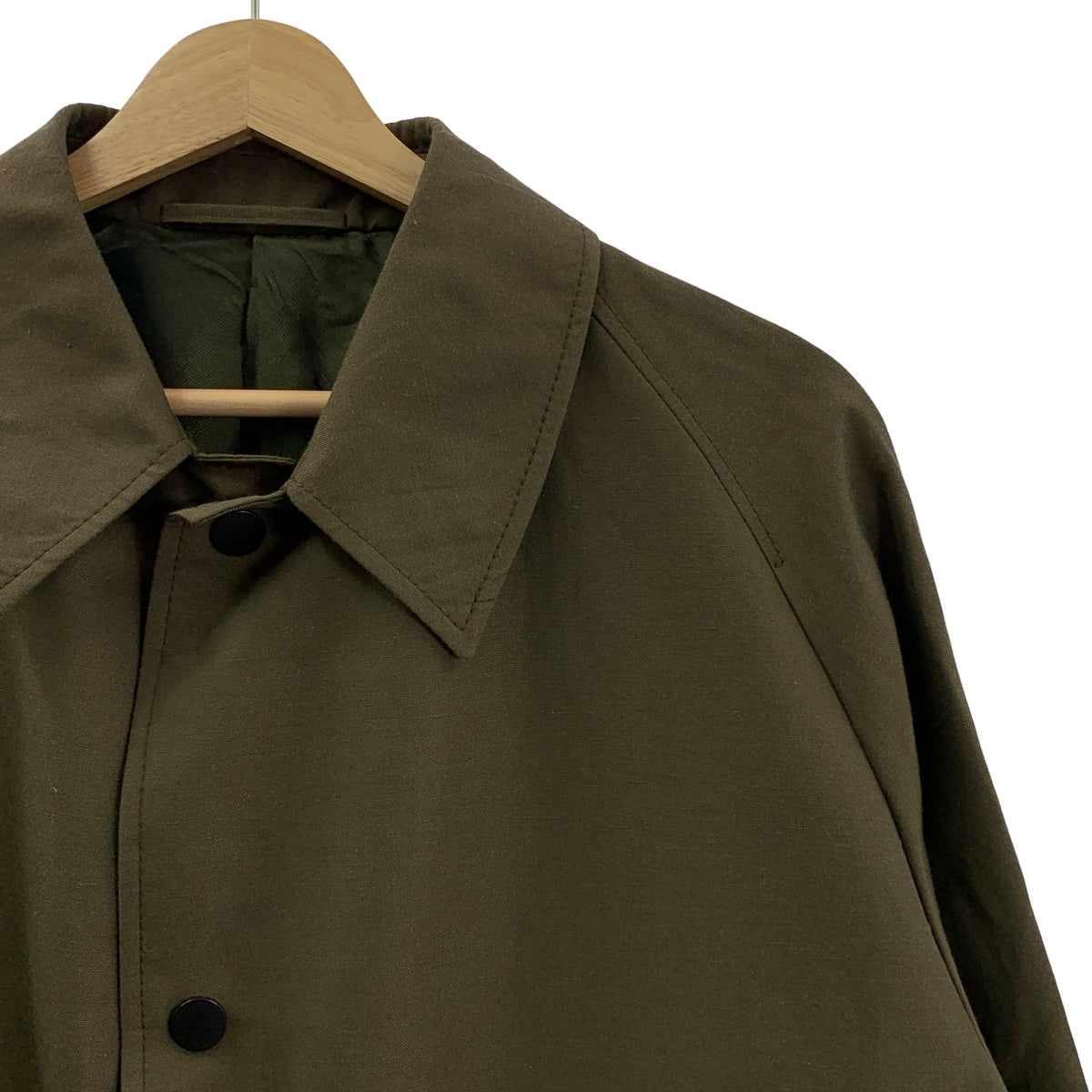 CARUSO / 카루조 | ZERO 폴리 에스테르 린넨 혼합 스테인드 컬러 코트 | 카키 | 남성