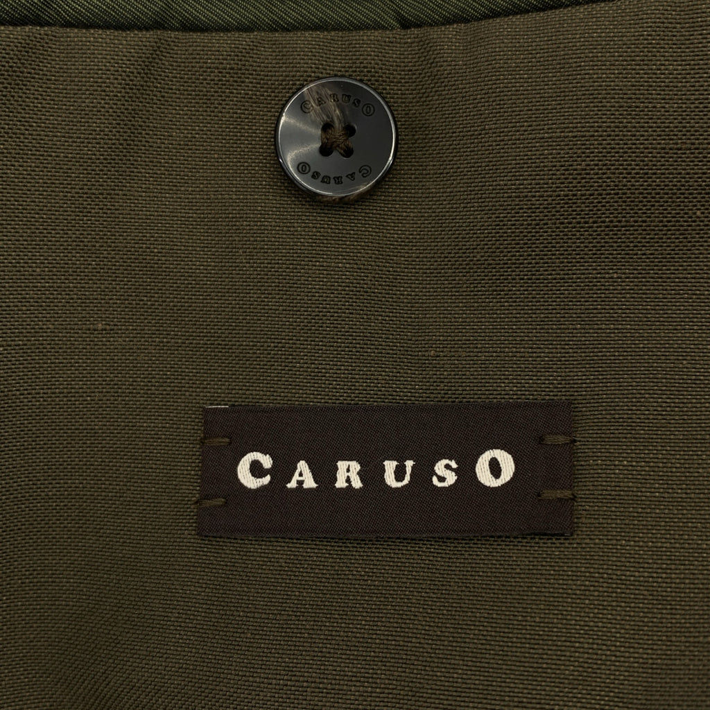 CARUSO / 카루조 | ZERO 폴리 에스테르 린넨 혼합 스테인드 컬러 코트 | 카키 | 남성