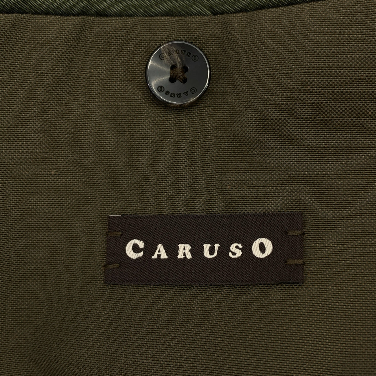 CARUSO / 카루조 | ZERO 폴리 에스테르 린넨 혼합 스테인드 컬러 코트 | 카키 | 남성