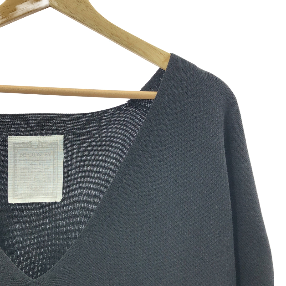 【美品】  BEARDSLEY / ビアズリー | コットン  スリット ロング Vネックニットベスト | F | ブラック | レディース