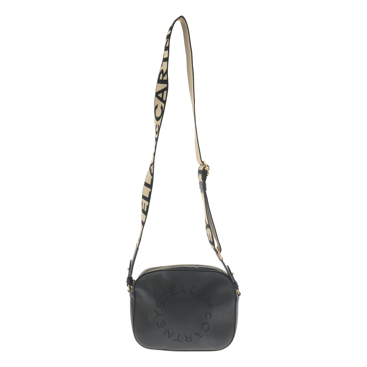 STELLA McCARTNEY / ステラマッカートニー | SMALL CAMERA BAG カメラ パンチングレザー ロゴ ショルダー バッグ | ブラック | レディース
