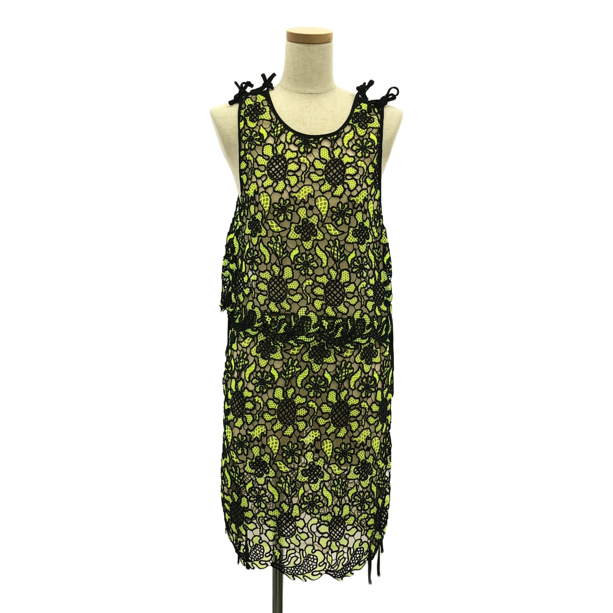 MSGM |花朵刺繡無袖洋裝 |尺寸 40 |黑色/黃色|女性的