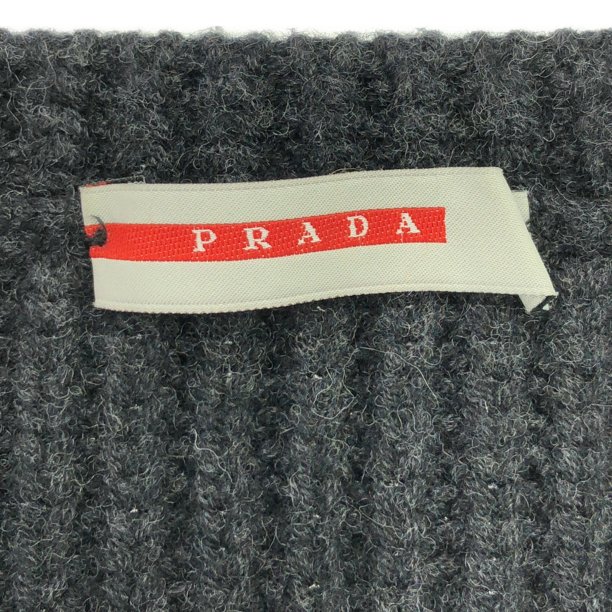 PRADA SPORT / プラダスポーツ | ウール リブ エルボーパッチ ニット | 46 | チャコールグレー | メンズ