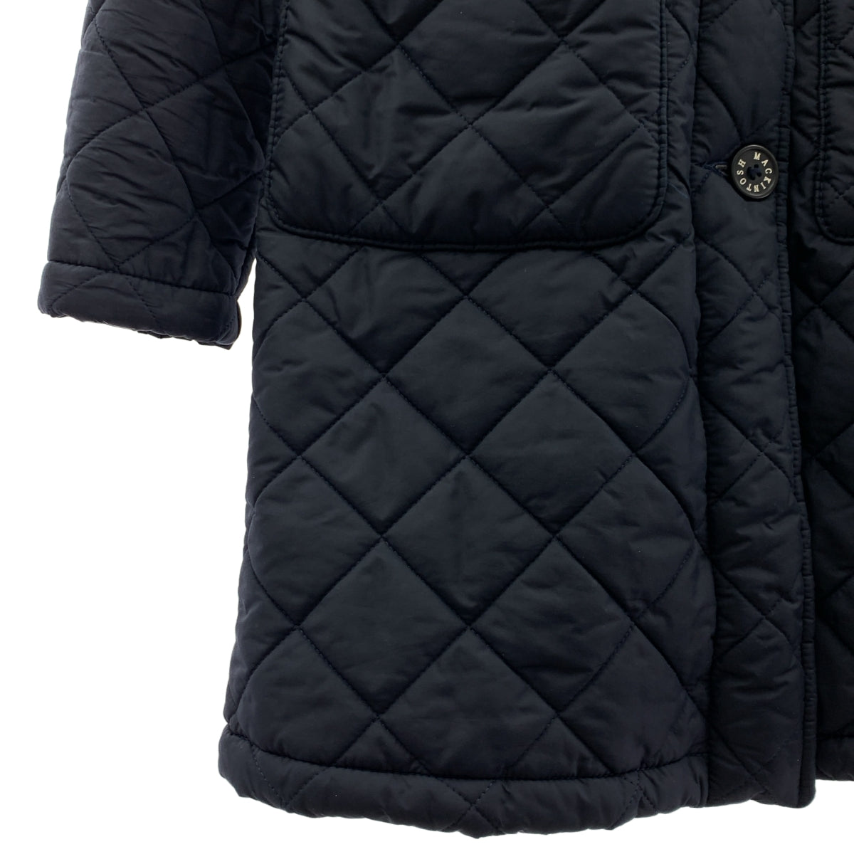 MACKINTOSH / マッキントッシュ | キルティング ロゴボタン ロングコート / ファー総裏地 | 34 | レディース
