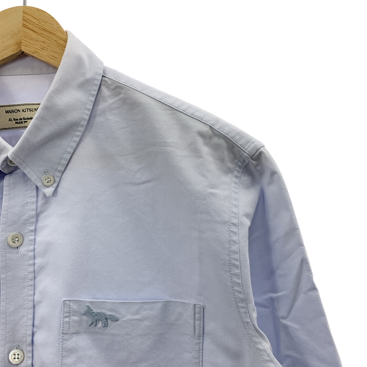 MAISON KITSUNE / メゾンキツネ | ワンポイント ロゴ ボタンダウンシャツ | 38 | ライトブルー | メンズ