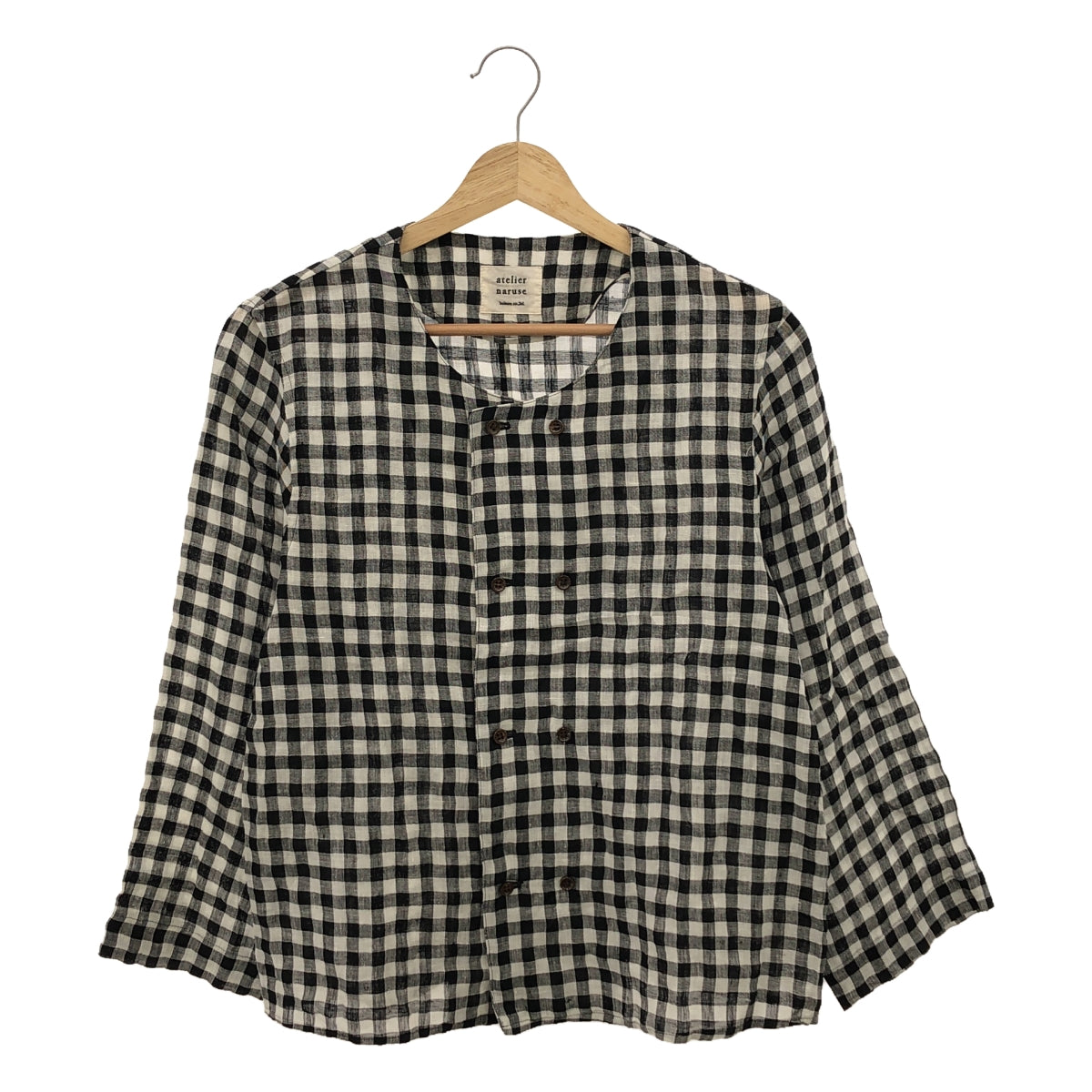 atelier naruse / Atelier Naruse | Linen W button blouse gingham | F | Black/White | Women's