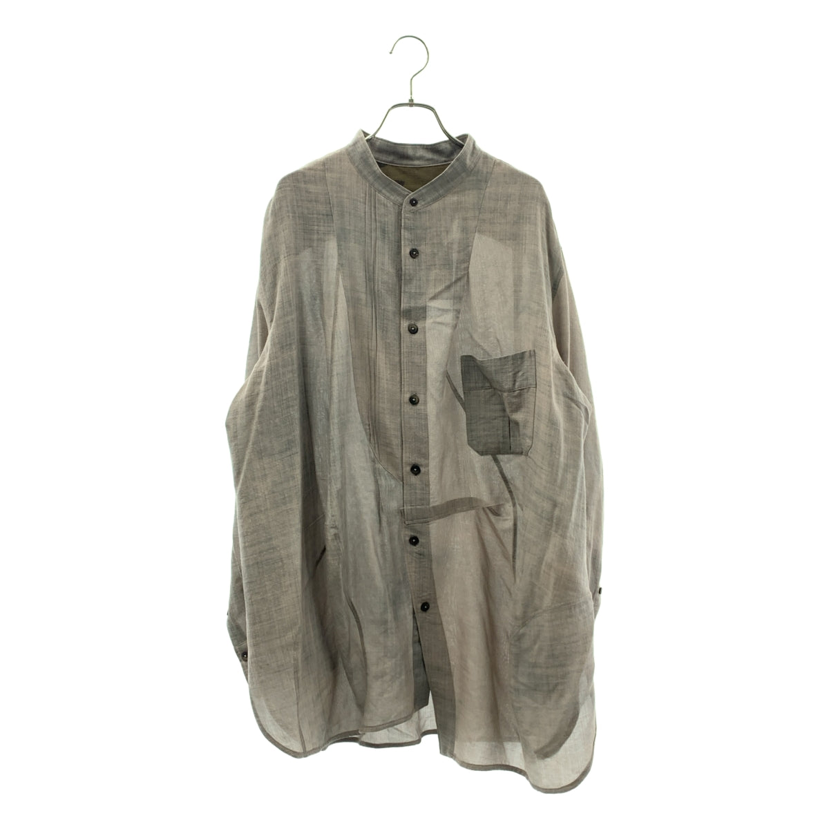 ziggy chen / 지기첸 | 2024AW | Asymmetric Pleated Shirt 울 비대칭 주름 밴드 컬러 셔츠 | 48 |