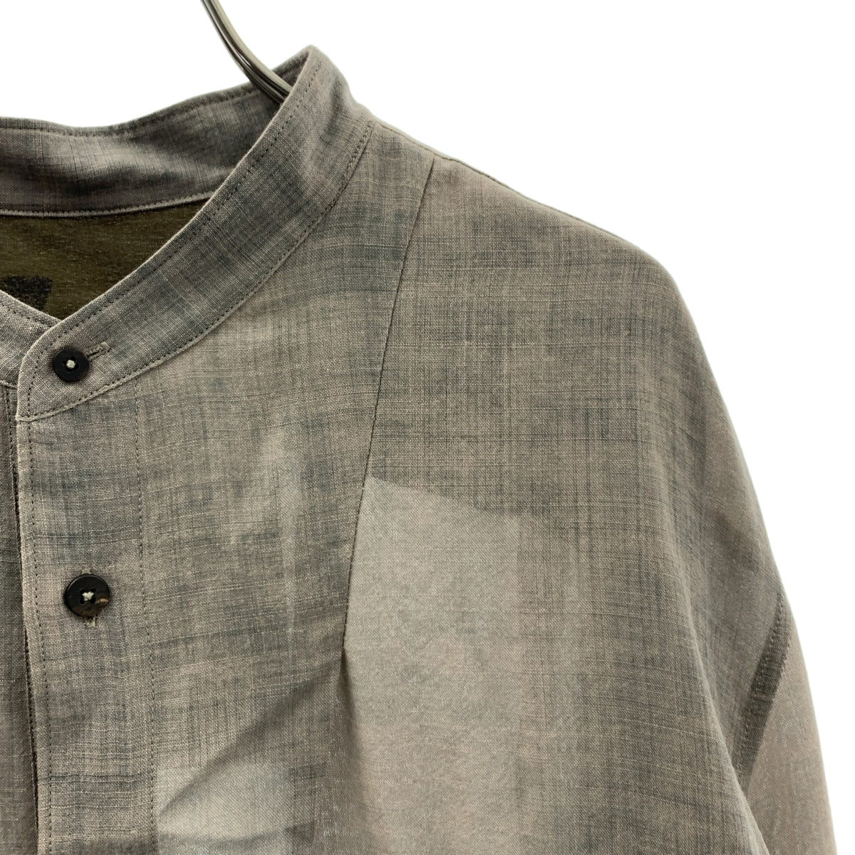 ziggy chen / 지기첸 | 2024AW | Asymmetric Pleated Shirt 울 비대칭 주름 밴드 컬러 셔츠 | 48 |