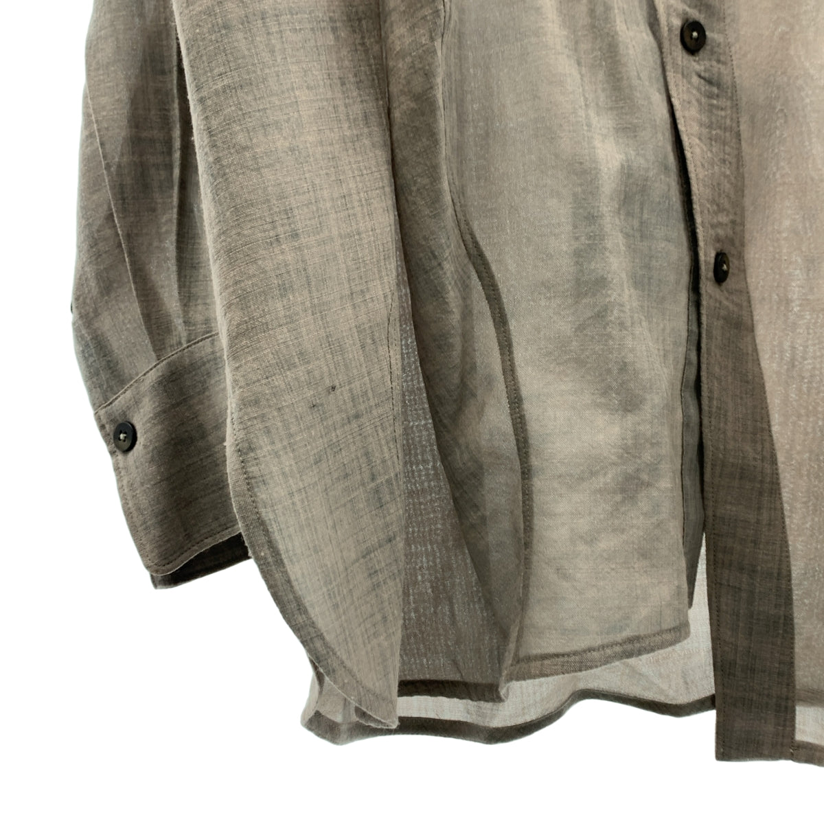 ziggy chen / 지기첸 | 2024AW | Asymmetric Pleated Shirt 울 비대칭 주름 밴드 컬러 셔츠 | 48 |