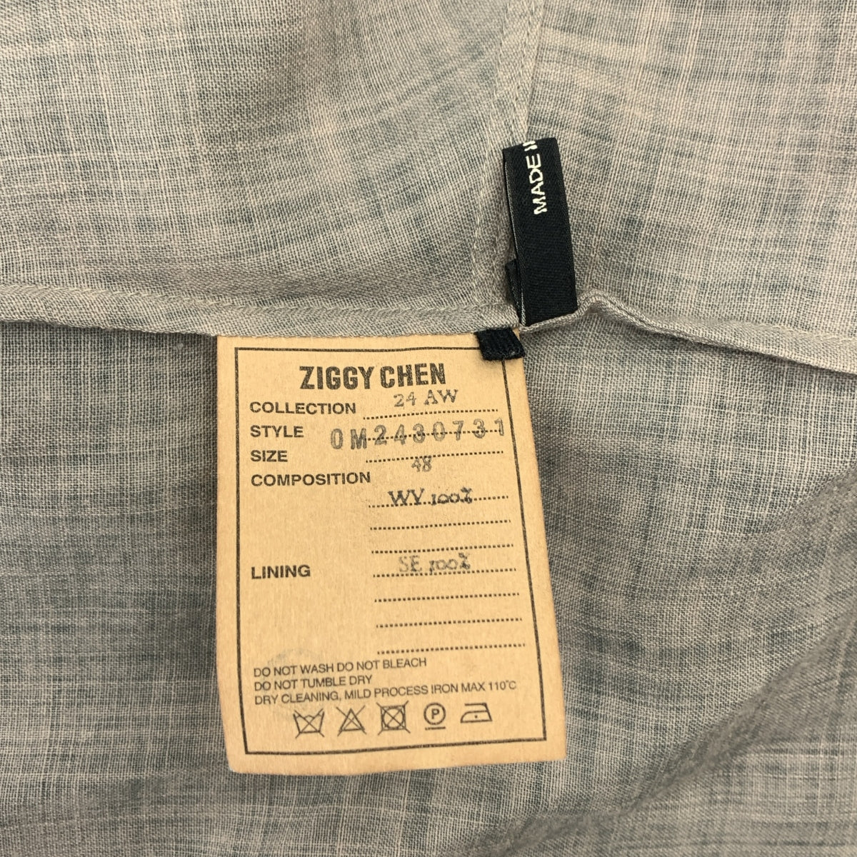 ziggy chen / 지기첸 | 2024AW | Asymmetric Pleated Shirt 울 비대칭 주름 밴드 컬러 셔츠 | 48 |