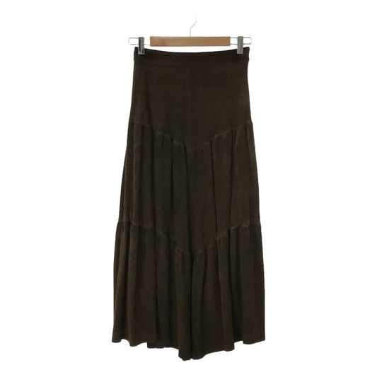 SAINT LAURENT PARIS | Edith Slimane era goat suede leather tiered skirt | 36 | Brown | Women's