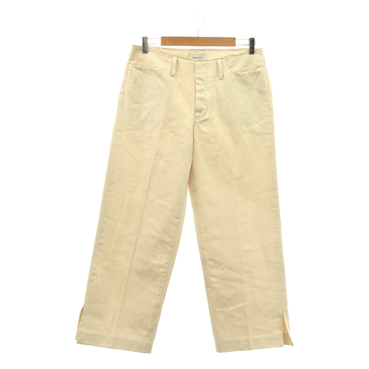 【미품】 TANAKA / 타나카 | ST-2U UNFINISHED CROP JEAN TROUSERS 앵클 슬릿 화이트 데님 팬츠 | 30 | RINSED RAW WHITE | 남성