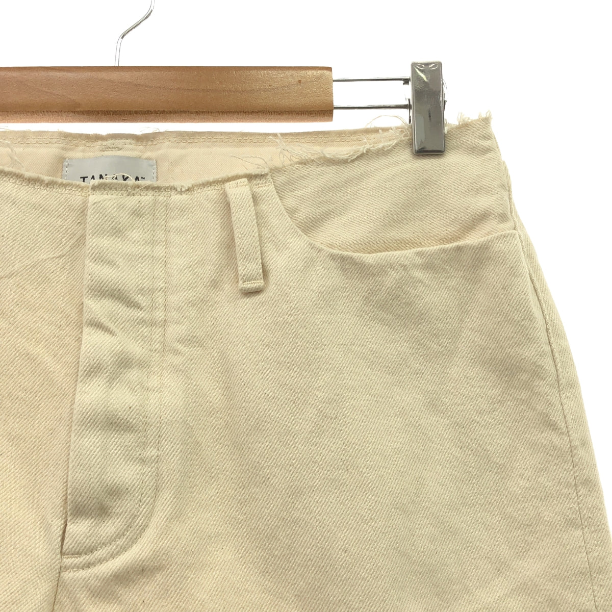 [品相良好] TANAKA / 田中 | ST-2U 未完成九分牛仔褲 腳踝開衩白色牛仔褲 | 30 |沖洗過的生白 |男士