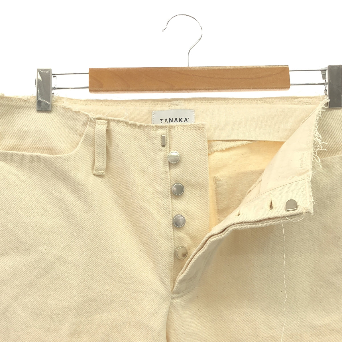 【미품】 TANAKA / 타나카 | ST-2U UNFINISHED CROP JEAN TROUSERS 앵클 슬릿 화이트 데님 팬츠 | 30 | RINSED RAW WHITE | 남성