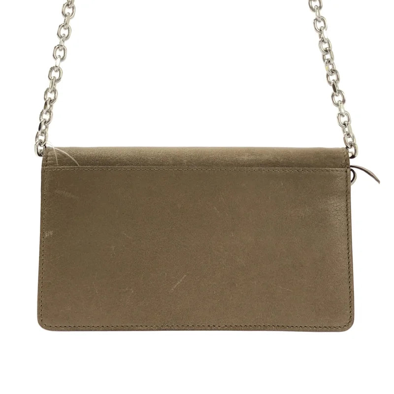 【美品】  Maison Margiela / メゾンマルジェラ | 2023 | レザー 4ステッチ チェーン ウォレット フラップ ショルダー バッグ / ユニセックス | UNI | ブラウン | レディース