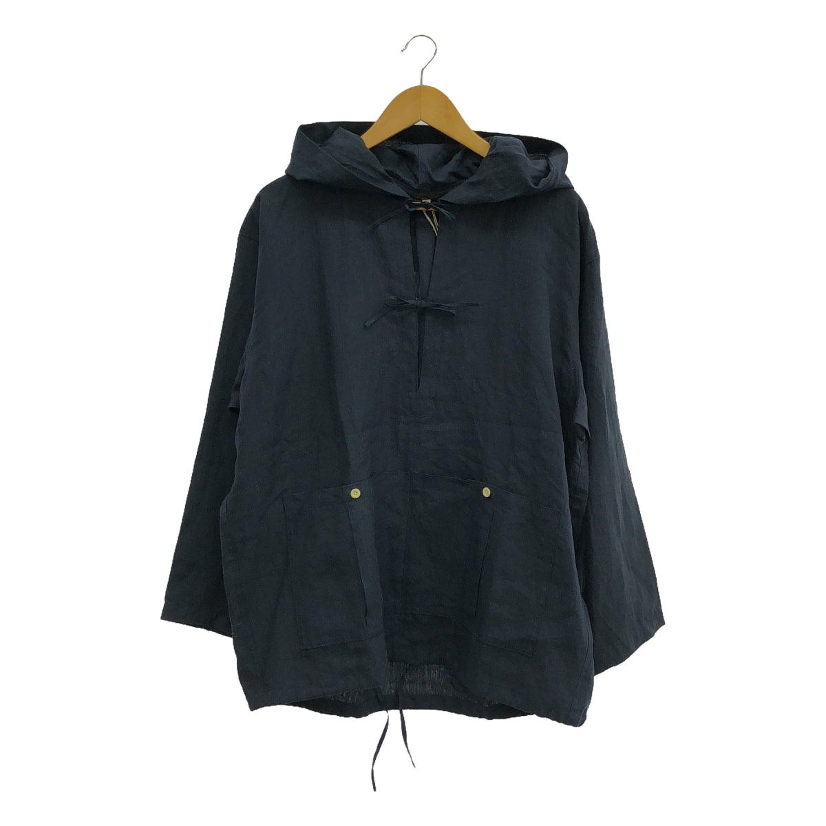 HAVERSACK / ハバーサック | リネン フーデッド プルオーバー | S | ネイビー | レディース