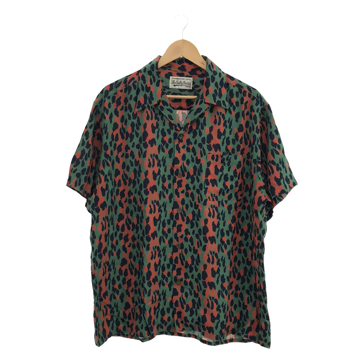 【미품】 WACKO MARIA / 와코 마리아 | LEOPARD HAWAIIAN SHIRT / 레이온 총무늬 레오파드 오픈 컬러 알로하 셔츠 | XL | 그린 | 남성