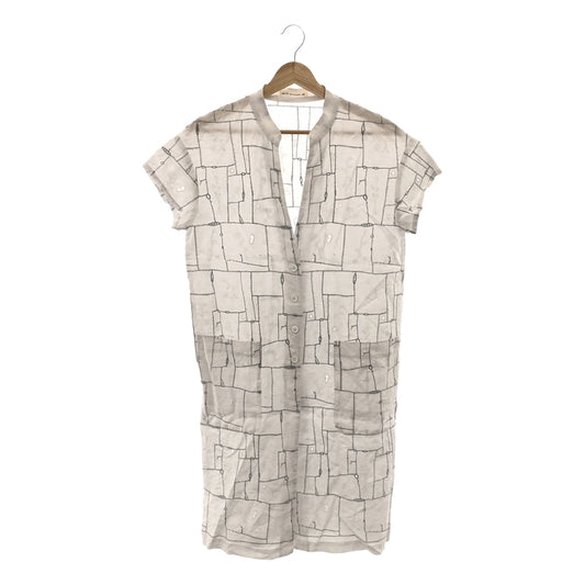 mina perhonen / mina perhonen | 2018 s/s | garden patchwork shirt coat dress | 36 | white/gray | women's