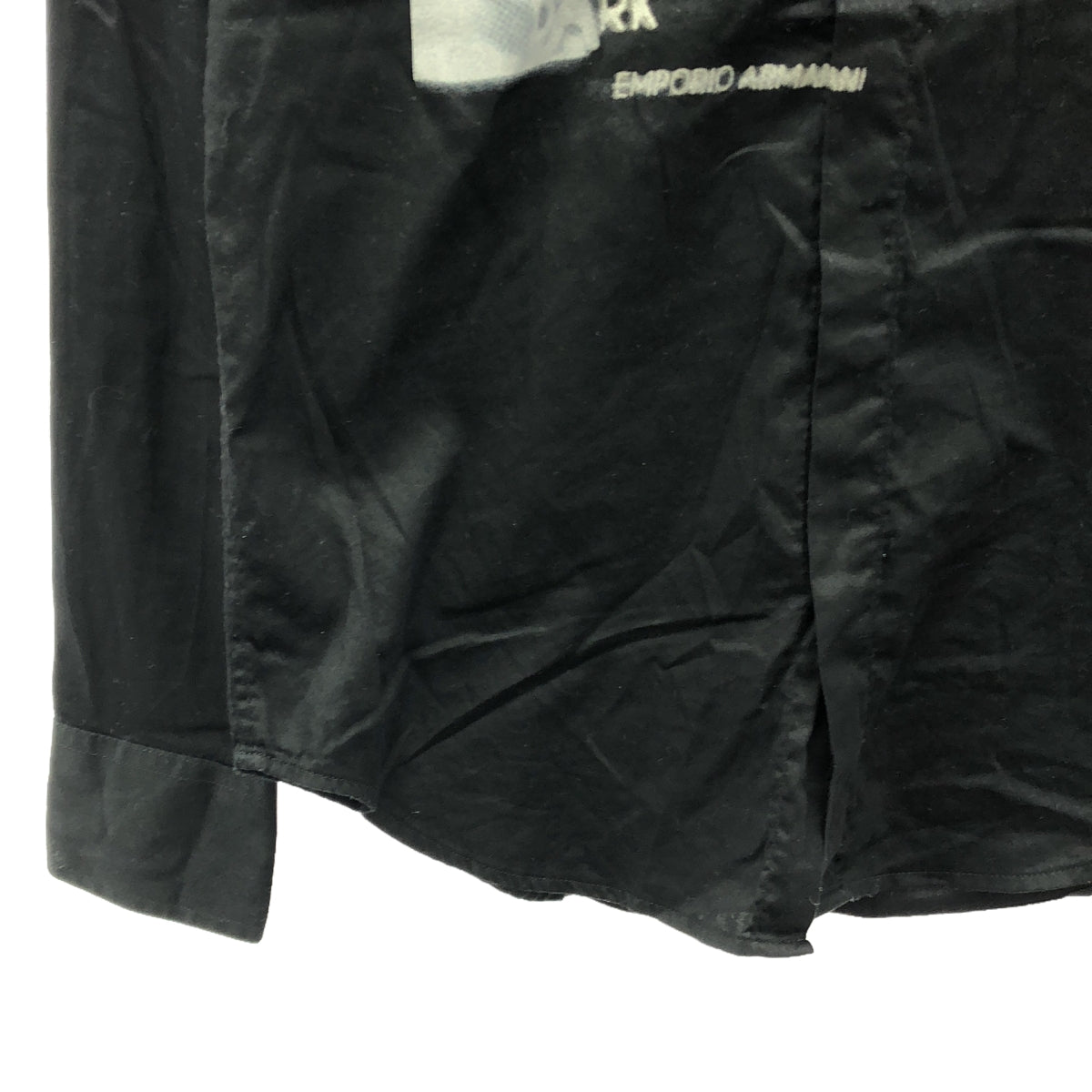 EMPORIO ARMANI / エンポリオアルマーニ | 2way 付け襟 プリント バンドカラー / レギュラーカラー シャツ | M | ブラック | メンズ