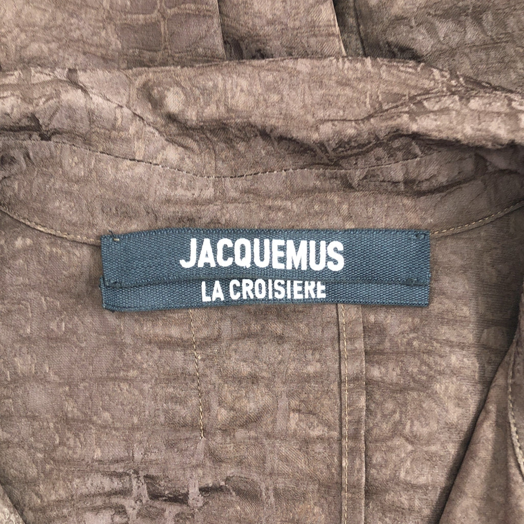 【美品】  JACQUEMUS / ジャックムス | 2025SS | Notte ロゴチャーム ジャガード ビスコース シャツ | 38 | ブラウン | レディース