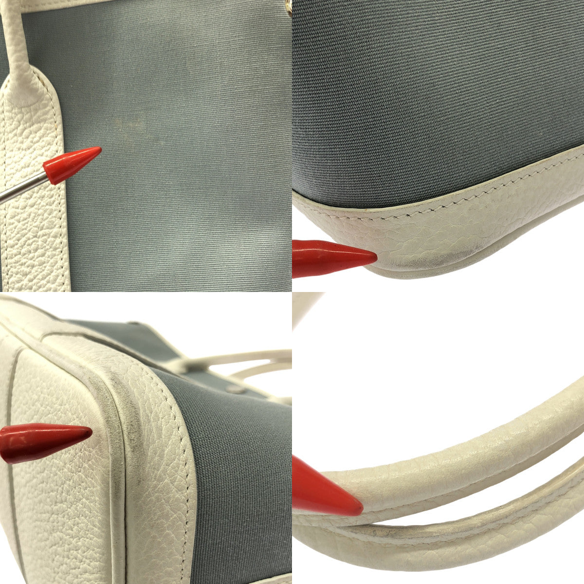 HERMES | Garden Party TPM Canvas Leather Tote Bag | Blue/White | Women's