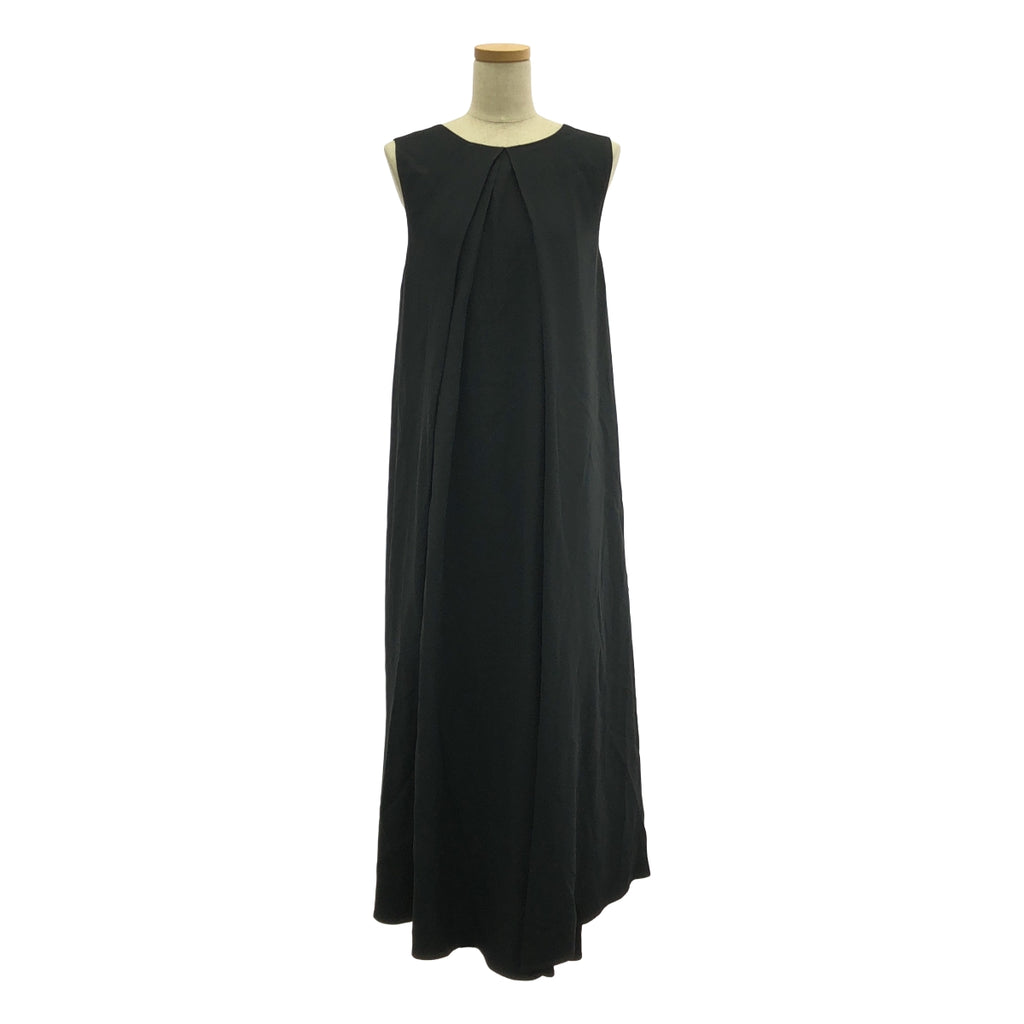 JIL SANDER / ジルサンダー | ノースリーブ アセテートレーヨン ドレープワンピース | 32 | ブラック | レディース