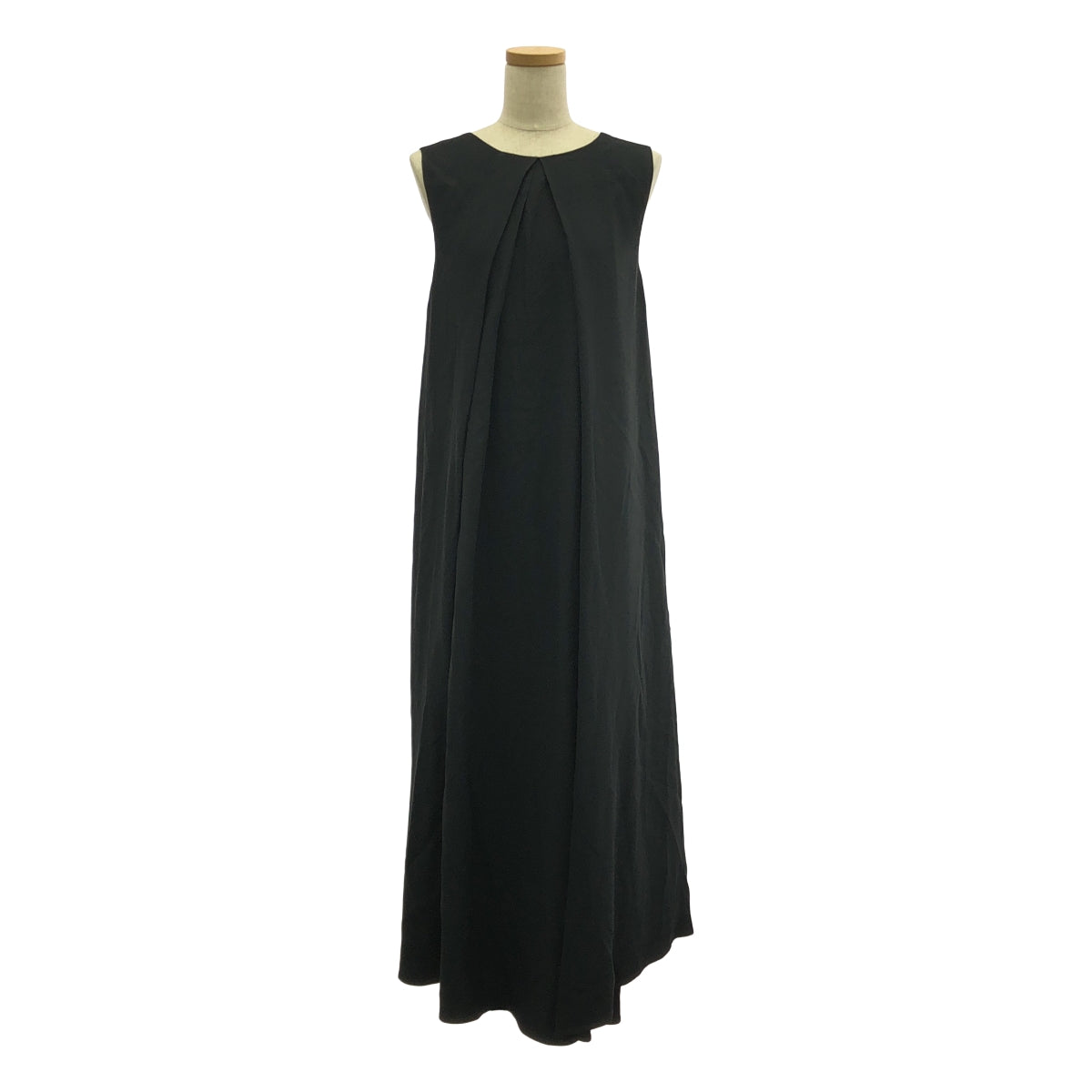 JIL SANDER / ジルサンダー | ノースリーブ アセテートレーヨン ドレープワンピース | 32 | ブラック | レディース