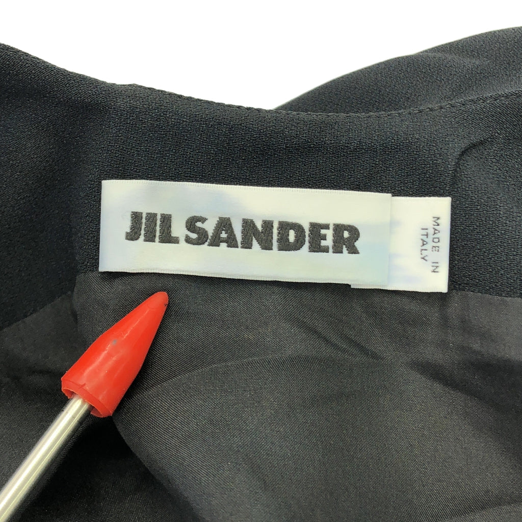 JIL SANDER / ジルサンダー | ノースリーブ アセテートレーヨン ドレープワンピース | 32 | ブラック | レディース