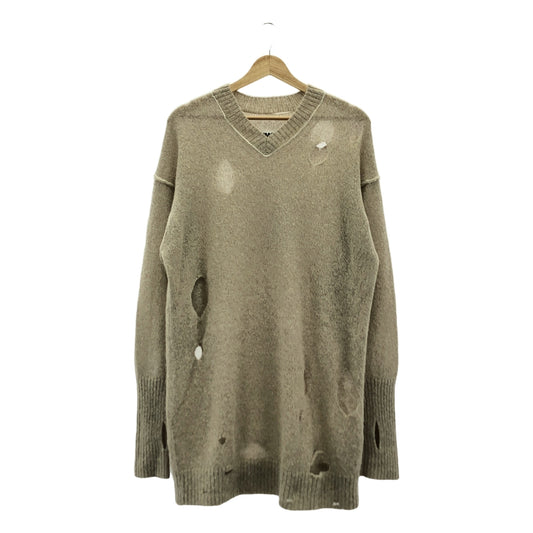 MM6 Maison Margiela / エムエムシックスメゾンマルジェラ | Vネック エルボーパッチ ドロップショルダー ロング ニット | XS | レディース
