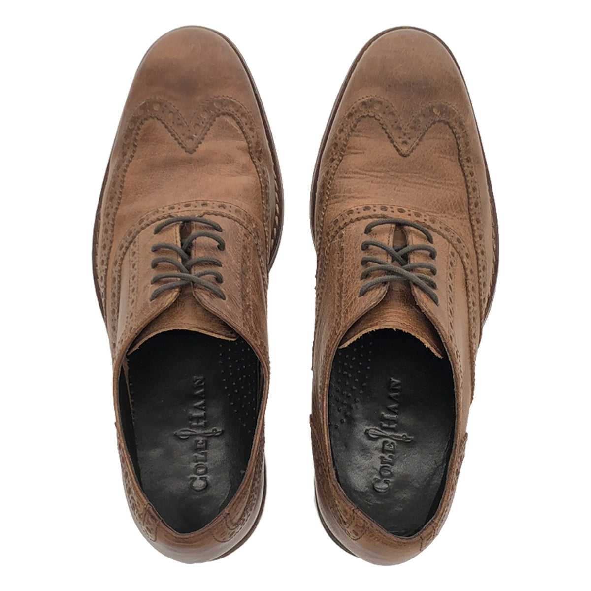 COLE HAAN | Leather Wingtip Lace-up Shoes | Size 8 | Brown | Men's