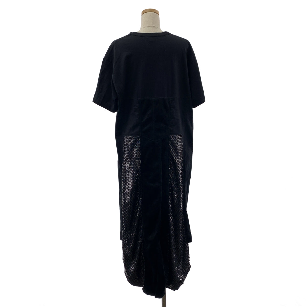 COMME des GARCONS HOMME PLUS / コムデギャルソンオムプリュス | 2018SS | スパンコール 装飾 ファー切替 変形 燕尾 ロングカットソー Tシャツ | L | メンズ