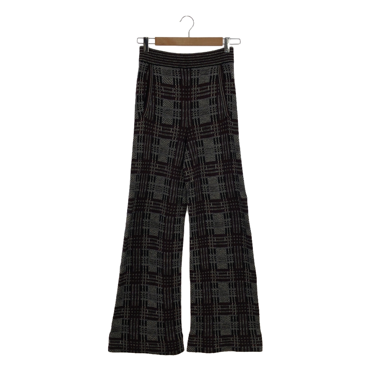 BOTTEGA VENETA | Jacquard knit flare easy pants | Bordeaux/white/black | Women's